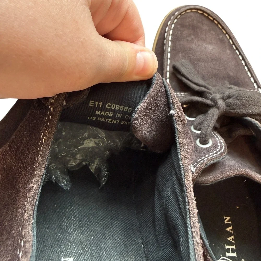 Cole Haan Nike Air Boat Shoes Mens 11 Brown Suede Moc Toe Lace Up Loafers